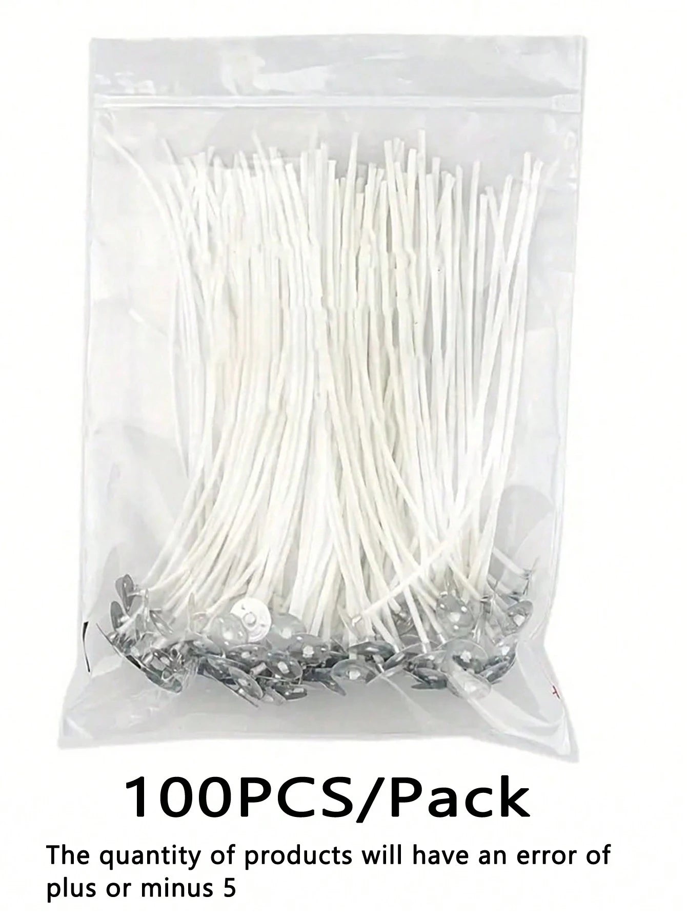 100Pcs Pre-Waxed Candle Wicks With Metal Sustainers Smokeless & Lead-Free For Soy Wax, Beeswax & Paraffin Candle Making DIY Craft Supplies For Container, Pillar, Votive Candles Home Decor, Wedding Par
