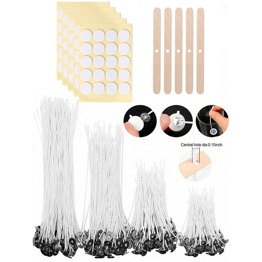 105/205pcs Candle Wick Kit- Includes Candle Wicks In Multiple Sizes, Wick Stickers And Wick Holders, Suitable For Soy Wax/Beeswax Candle DIY Crafting Materials