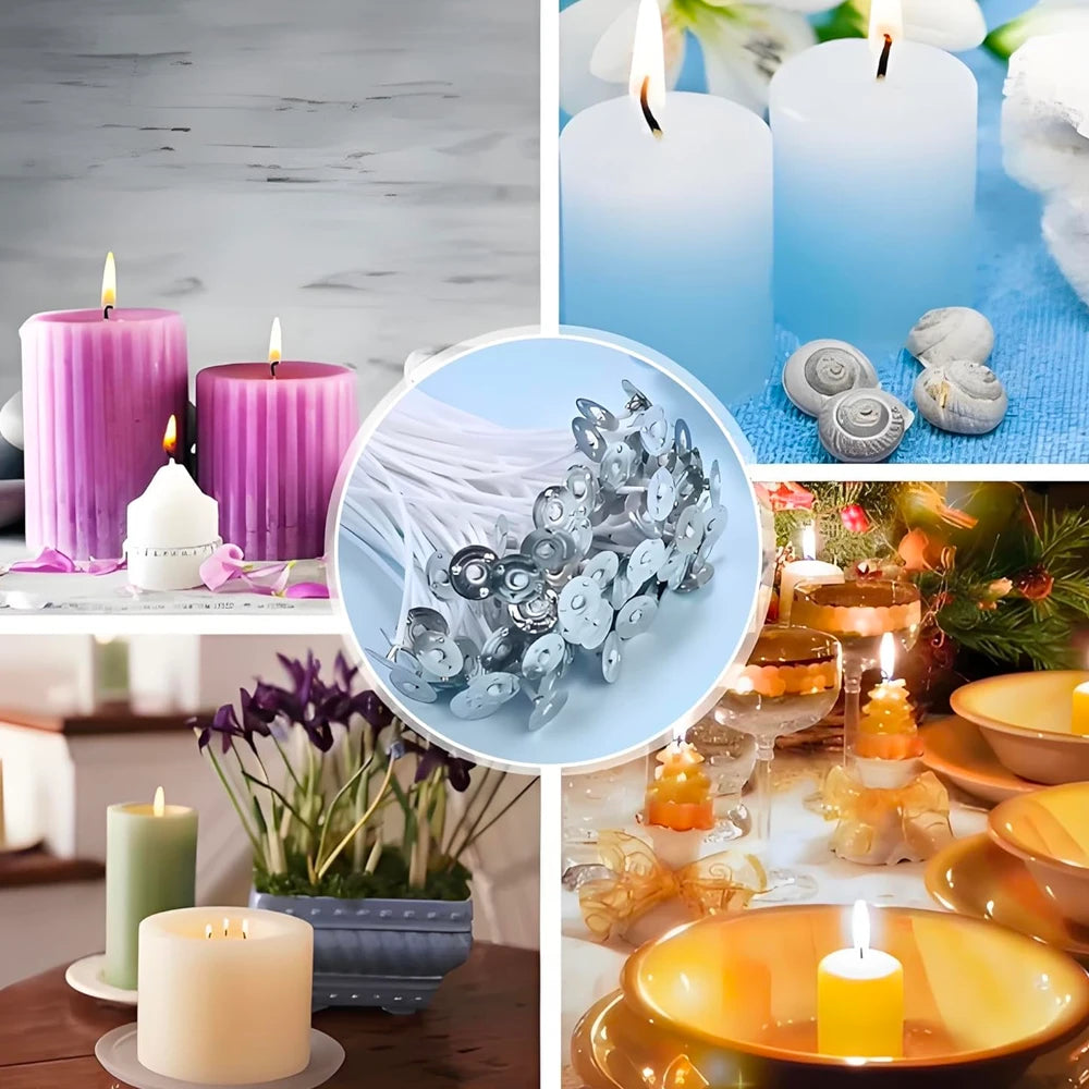 105/205pcs Candle Wick Kit- Includes Candle Wicks In Multiple Sizes, Wick Stickers And Wick Holders, Suitable For Soy Wax/Beeswax Candle DIY Crafting Materials