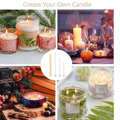105/205pcs Candle Wick Kit- Includes Candle Wicks In Multiple Sizes, Wick Stickers And Wick Holders, Suitable For Soy Wax/Beeswax Candle DIY Crafting Materials