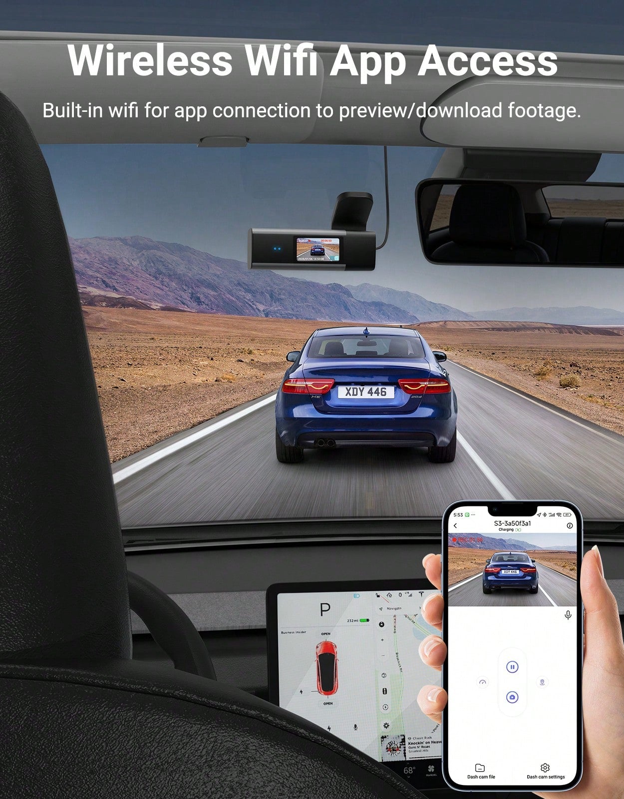 1080P 3-Channel Dash Cam- Front/Rear/Interior Recording, HDR, G-Sensor With Infrared Night Vision, Loop Recording, 24Hr Parking,Dashcam With Free 32GB SD Card