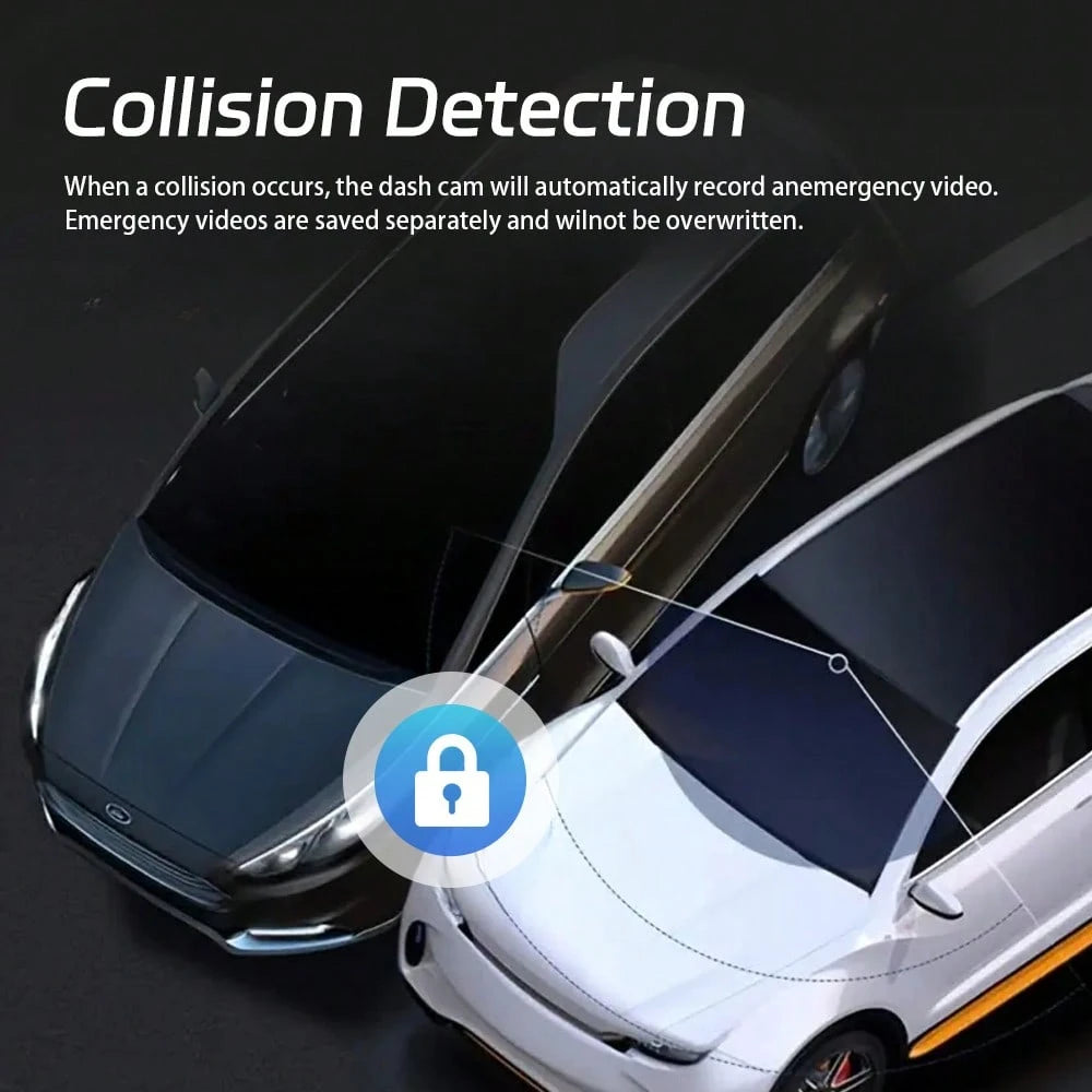 1080P Dash Cam With 3 Cameras Front And Built-In And Rear Infrared Night Vision 170° Wide-Angle Lens Built-In Audio 32GB Memory Card Wifi Connection To Smartphone Loop Recording G-Sensor 24H Parking M