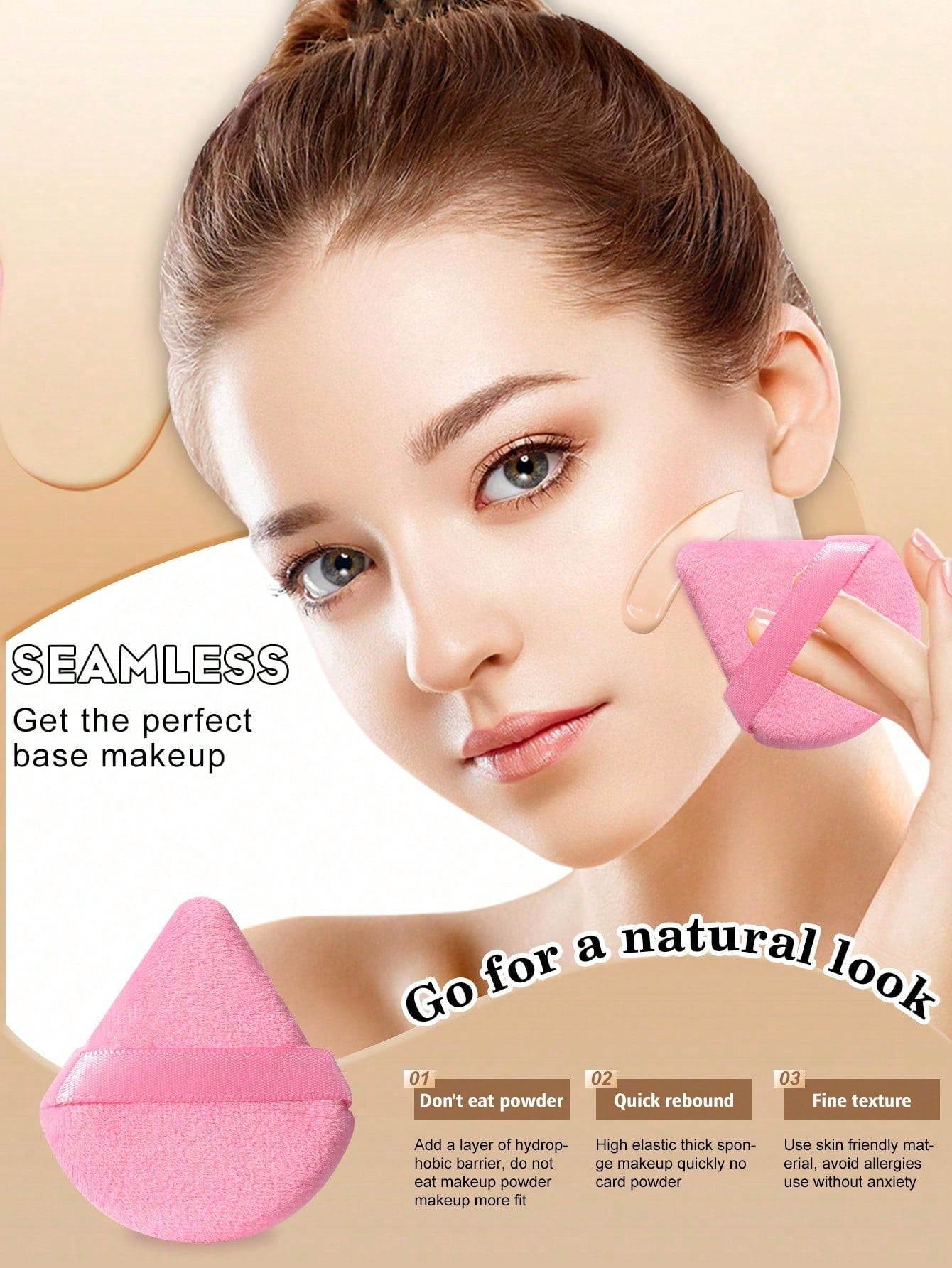 10pc Reusable Multi-Functional Triangle Makeup Sponge Applicator, Suitable For Liquid Foundation, Concealer, BB Cream, Sunscreen, Cushion Foundation, Blush Etc., Can Perfectly Replace Your Makeup Brus