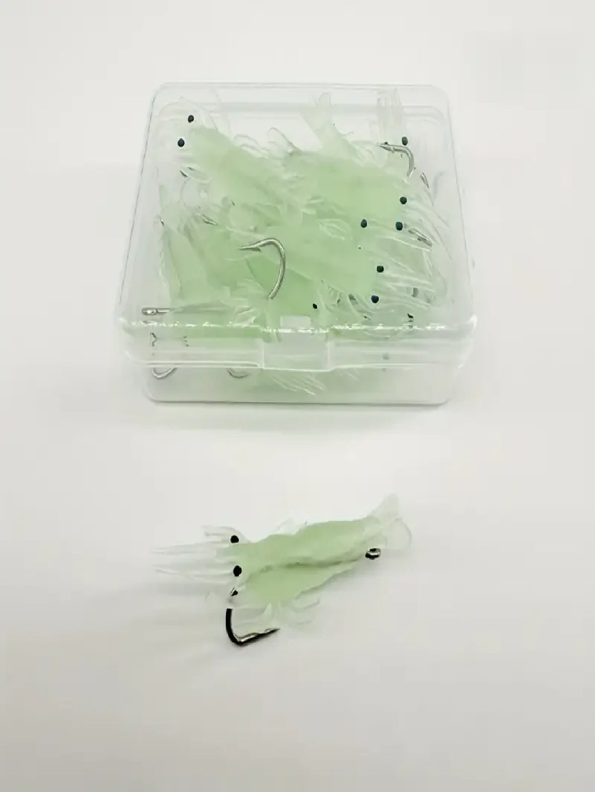 10pcs/20pcs Glow-In-The-Dark Shrimp Soft Plastic Lures With Hooks- Realistic Freshwater & Saltwater Fishing Bait, Ideal For Night Fishing To Catch Bass, Trout, Crappie, Redfish