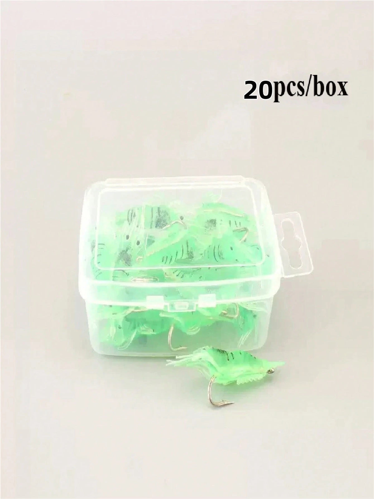 10pcs/20pcs Glow-In-The-Dark Shrimp Soft Plastic Lures With Hooks- Realistic Freshwater & Saltwater Fishing Bait, Ideal For Night Fishing To Catch Bass, Trout, Crappie, Redfish