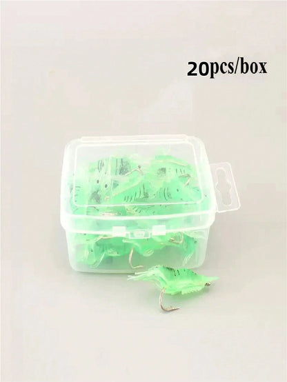 10pcs/20pcs Glow-In-The-Dark Shrimp Soft Plastic Lures With Hooks- Realistic Freshwater & Saltwater Fishing Bait, Ideal For Night Fishing To Catch Bass, Trout, Crappie, Redfish