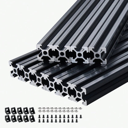 10PCS 78.7in (2000mm) T Slot 2020 Aluminum Extrusion Profile, European Standard Anodized Linear Rail, High-Strength Extruded Aluminum Rail For 3D Printer, CNC Machine DIY, Laser Engraving, Black
