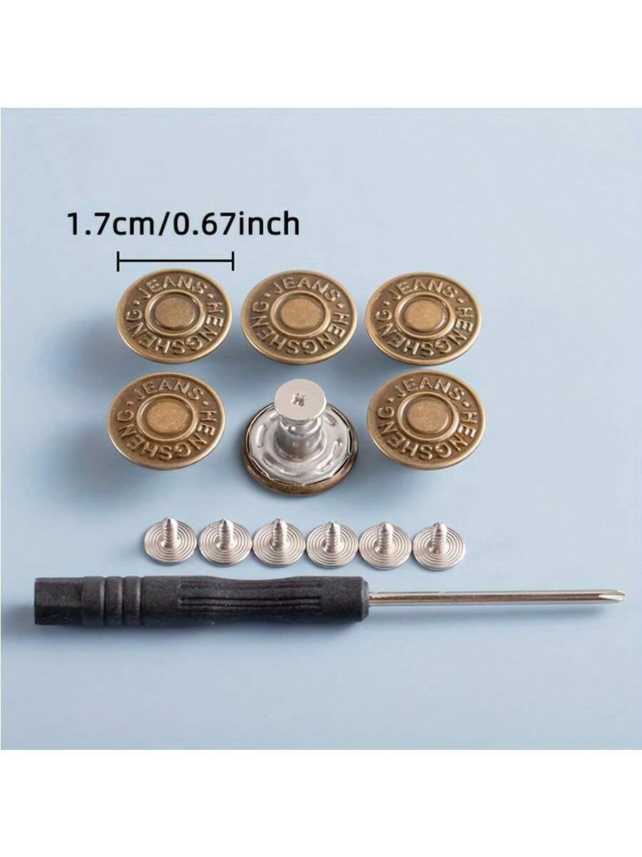 10pcs Adjustable Detachable Metal Jeans Buttons, No Sewing Required For Jeans, Pants, Clothing Accessories