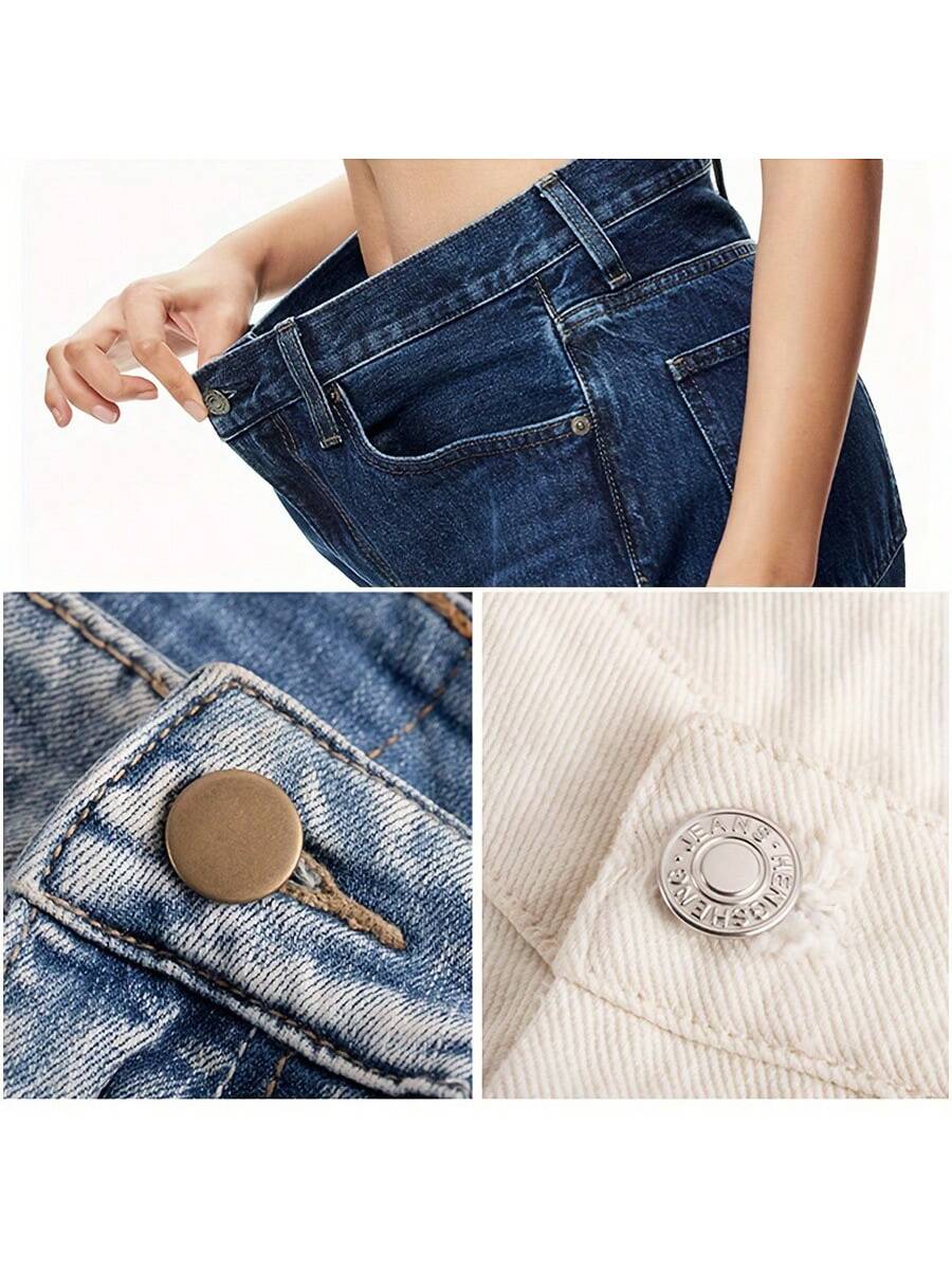10pcs Adjustable Detachable Metal Jeans Buttons, No Sewing Required For Jeans, Pants, Clothing Accessories