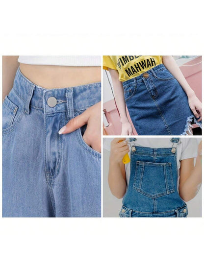 10pcs Adjustable Detachable Metal Jeans Buttons, No Sewing Required For Jeans, Pants, Clothing Accessories