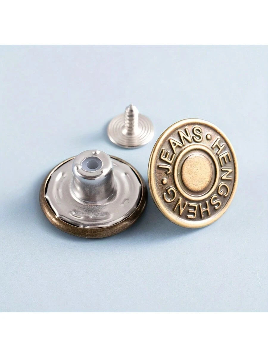 10pcs Adjustable Detachable Metal Jeans Buttons, No Sewing Required For Jeans, Pants, Clothing Accessories