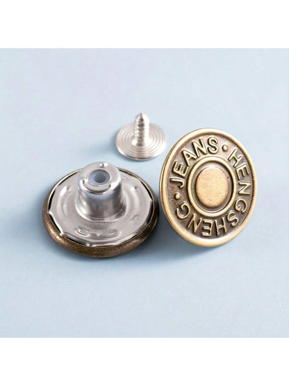10pcs Adjustable Detachable Metal Jeans Buttons, No Sewing Required For Jeans, Pants, Clothing Accessories