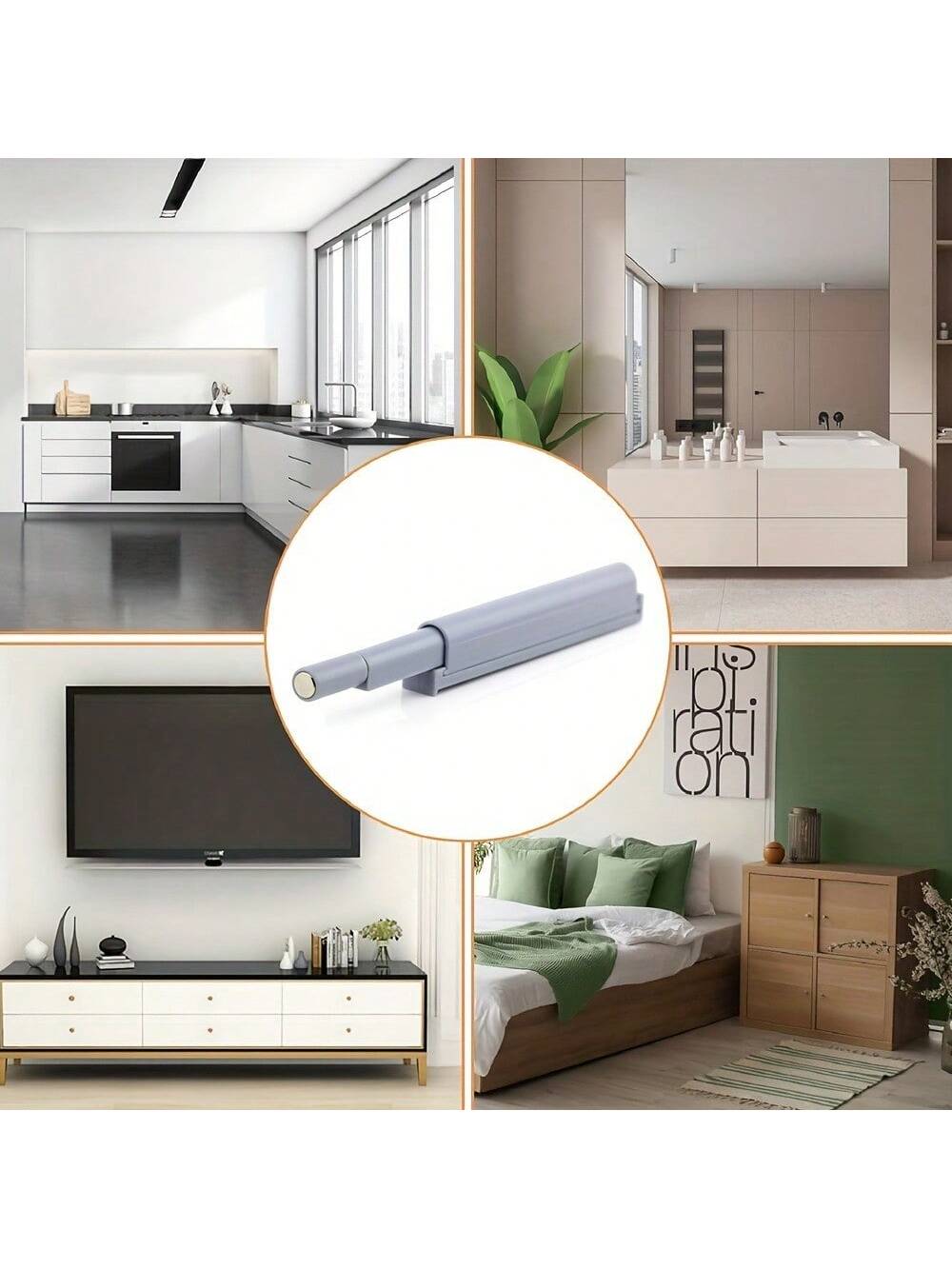 10pcs Easy Install Magnetic Push Button Door Locks- Touch Latch Cabinet & Drawer Locks, Polished Metal Surface, Suitable For Kitchen, Furniture And Wardrobe