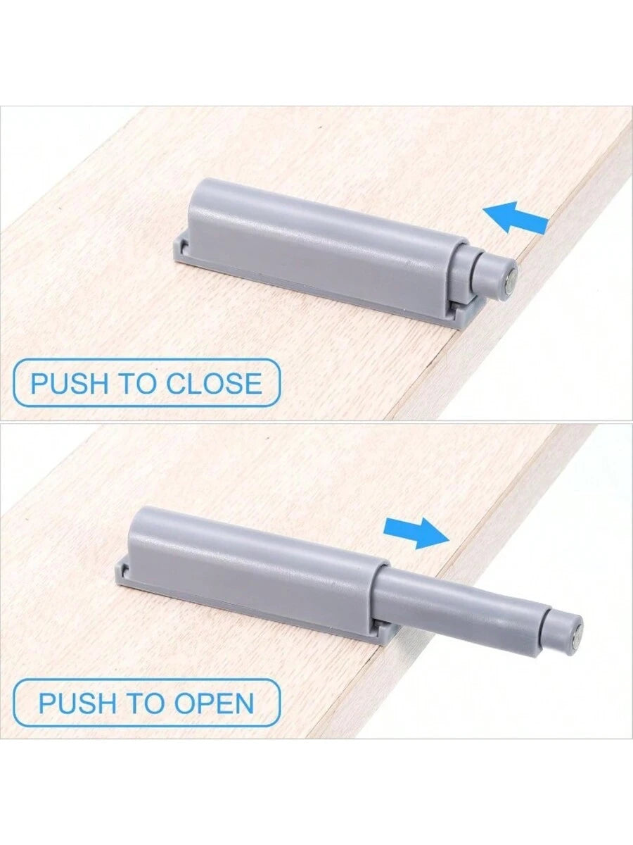 10pcs Easy Install Magnetic Push Button Door Locks- Touch Latch Cabinet & Drawer Locks, Polished Metal Surface, Suitable For Kitchen, Furniture And Wardrobe