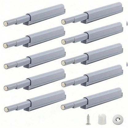 10pcs Easy Install Magnetic Push Button Door Locks- Touch Latch Cabinet & Drawer Locks, Polished Metal Surface, Suitable For Kitchen, Furniture And Wardrobe