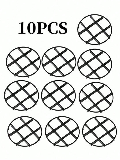 10pcs Grid Design Flower Pot Trays- Anti-Root Rot Trays, Flower Pot Brackets, Breathable Circular Drainage Racks, Flower Pot Raising Racks, Indoor And Outdoor Potted Plant Accessories, Plant Trays, E