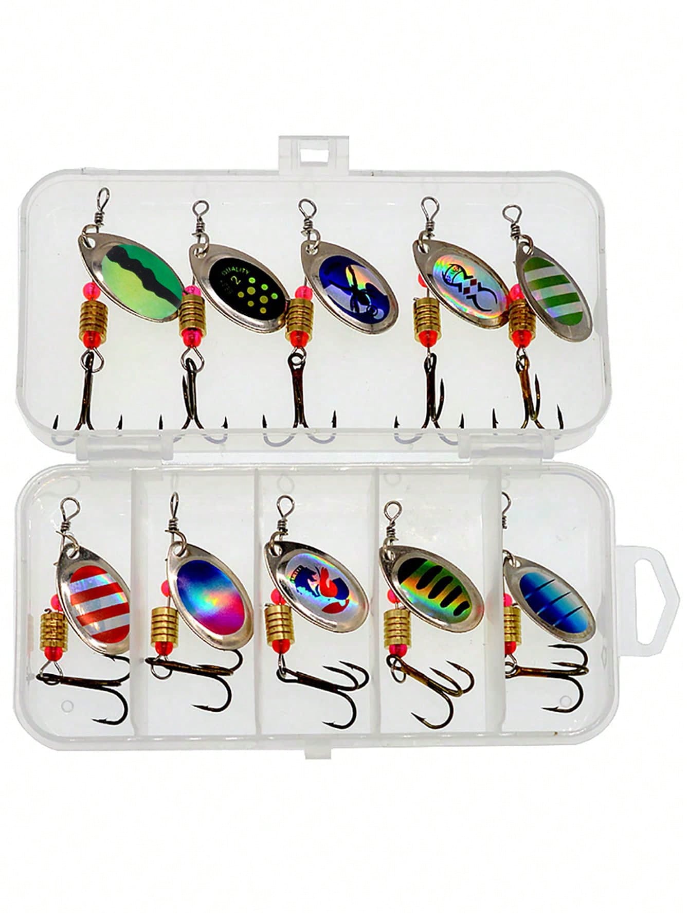 10pcs Metal Spoon Shaped Rotating Fishing Lure Set