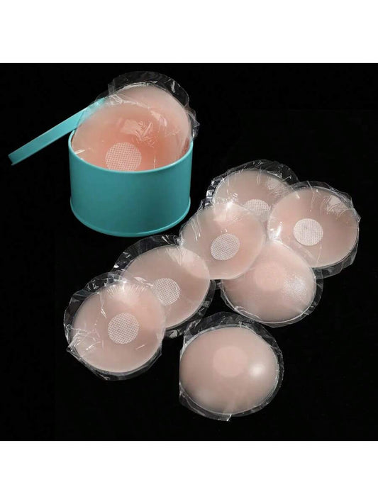10pcs Reusable Women's Lift-Up Breast Pads, Invisible Adhesive Strapless Backless Silicone Bra Pads With Iron Box Packaging