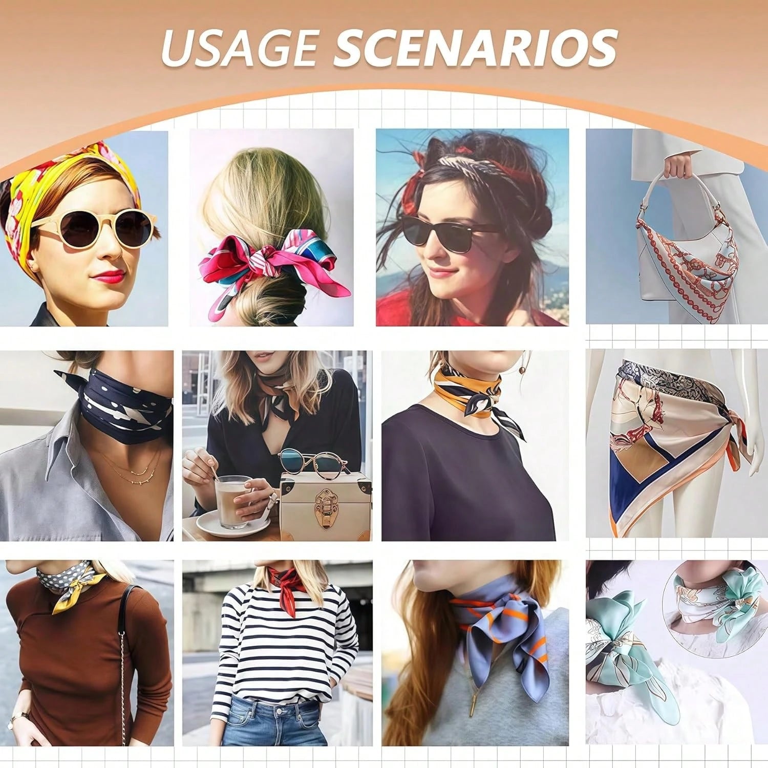 10Pcs Satin Head Scarves For Women 19.7" Square Silk Like Hair Scarf Soft Satin Hair Wrap & Bandana For Sleeping Styling Daily Headwear, Random Colors