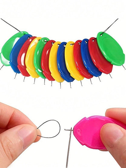 10pcs/Set Red Thumb Needle Threader, Easy Sewing Machine Needle Threader For Seniors