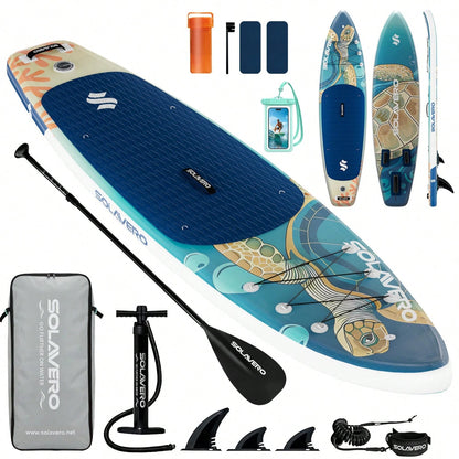 11' Inflatable Paddle Board With SUP Accessories, 3 Removable Fins & 3-Piece Adjustable Single Paddle| Non-Slip Adult Paddle Board In Various Designs For All Water Activities