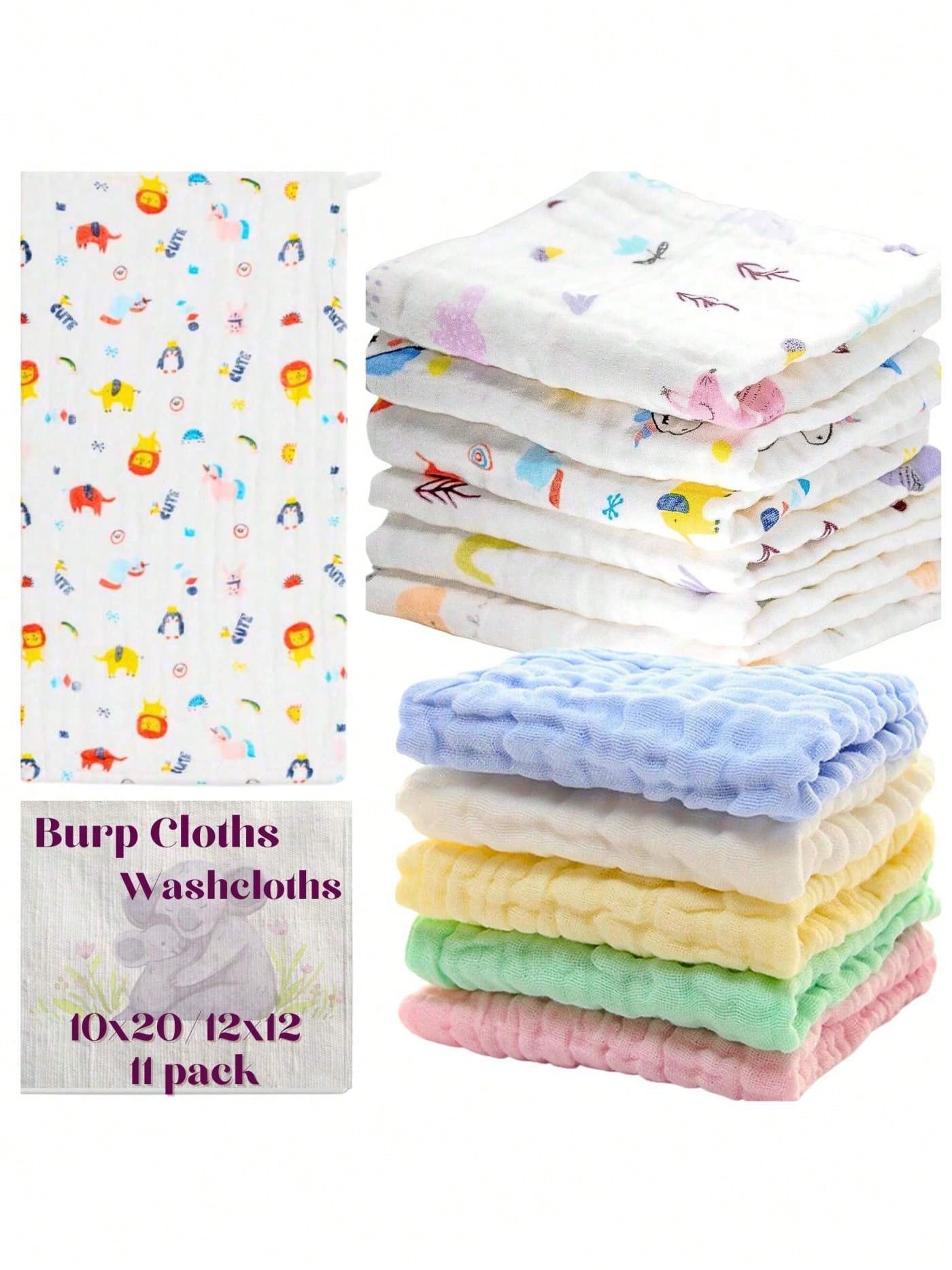 11Pcs 6-Layer Muslin Cotton Burp Cloths, Large Absorbent Breathable Baby Spit Up Cloths, Soft Burping Towels For Newborn Daily Use