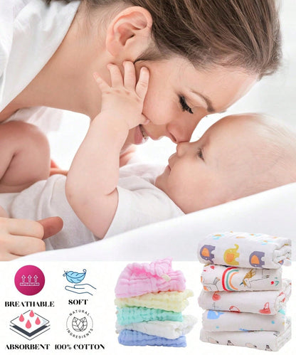 11Pcs 6-Layer Muslin Cotton Burp Cloths, Large Absorbent Breathable Baby Spit Up Cloths, Soft Burping Towels For Newborn Daily Use