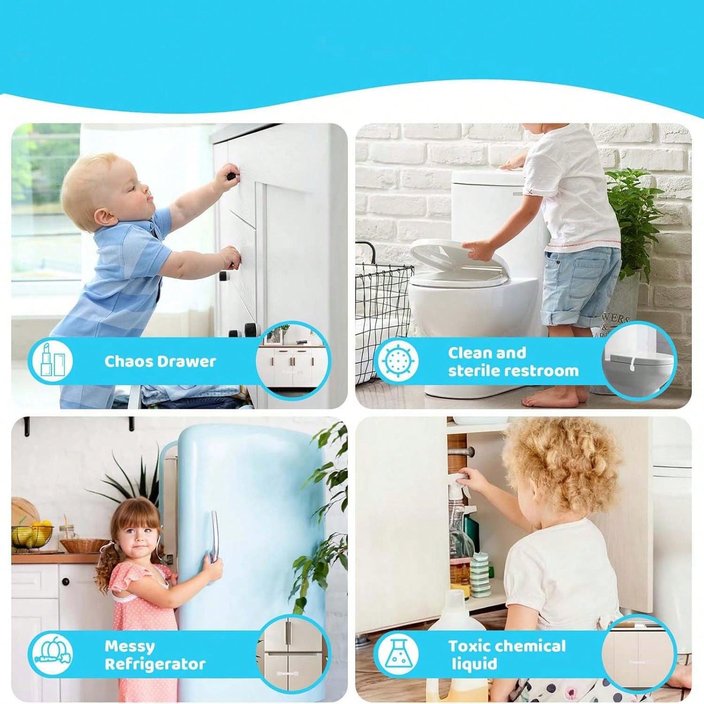 12/10/8-Piece Child Cabinet Locks, Adjustable Baby Drawer Locks With Adhesive Backing, Infant Safety Locks For Cabinets, Drawers, And Refrigerators