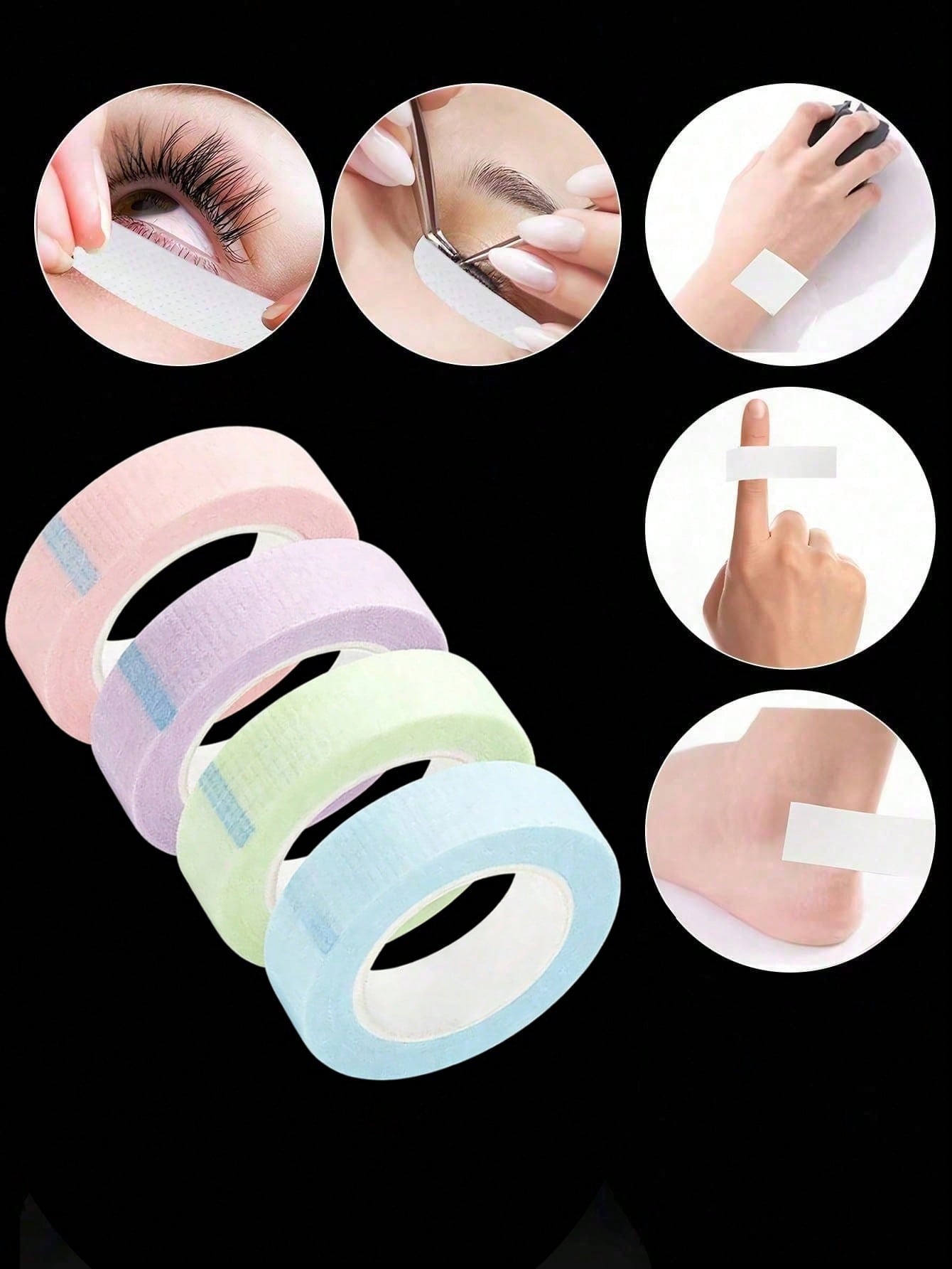 12/6/3/1 Rolls Eyelash Tape, Pink Purple Green Blue White Breathable Microporous Eyelash Extension Tape, Eyelash Lifting Tape, Breathable Hypoallergenic Eyelash Isolation Eye Patches, Eye Makeup Acces