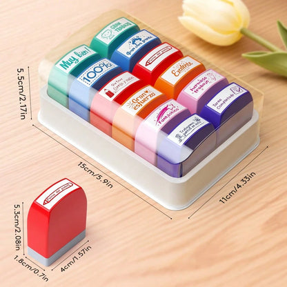 12 Colorful Spanish Seals, Teacher Incentive And Grading Seals, Primary School Signatures, Homework Prizes, Proofreading Seals, Teacher Gifts, Back-To-School Season Gifts With Storage Boxes, Self-Prod
