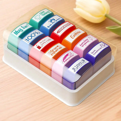 12 Colorful Spanish Seals, Teacher Incentive And Grading Seals, Primary School Signatures, Homework Prizes, Proofreading Seals, Teacher Gifts, Back-To-School Season Gifts With Storage Boxes, Self-Prod