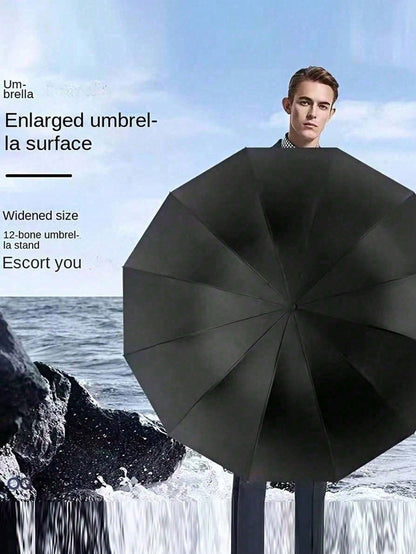 12-Rib Windproof Folding Umbrella, Travel Essential, Sun Protection And Rainproof Dual-Use, Portable Casual Vacation/Summer Supplies