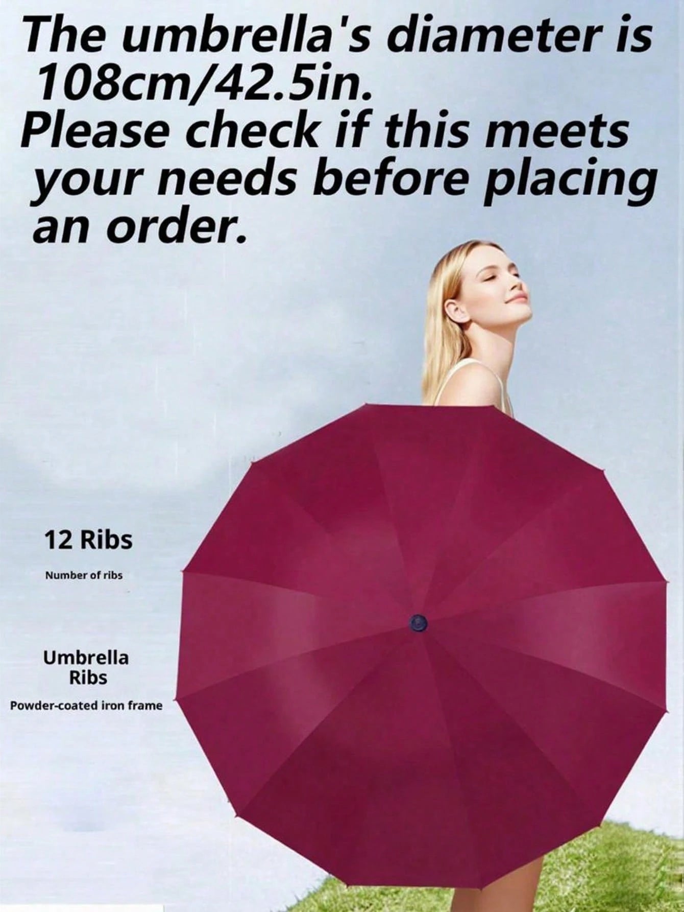 12-Rib Windproof Folding Umbrella, Travel Essential, Sun Protection And Rainproof Dual-Use, Portable Casual Vacation/Summer Supplies