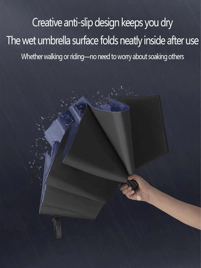12-Rib Windproof Folding Umbrella, Travel Essential, Sun Protection And Rainproof Dual-Use, Portable Casual Vacation/Summer Supplies