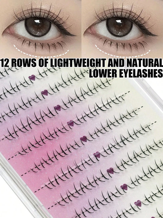 12 Rows Of 96pcs Natural And Lightweight Lower Eyelashes, Segmented Natural Lower Eyelashes, Suitable For Daily Makeup, Easy To Wear, Soft And Convenient, Suitable For All Places, Eyelashes, False Eye