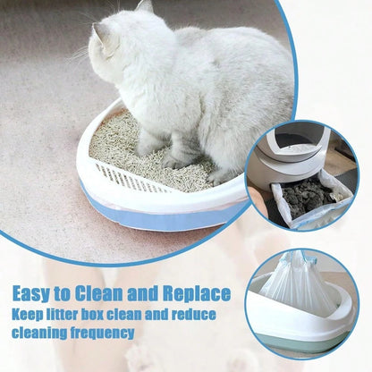 120 Pack Cat Litter Bags With Drawstring, 25x15.7 Inch Compatible With Litter Box Robot 3 And 4, Self Cleaning Cat Litter Box Liners For 10-12 Gallon Boxes