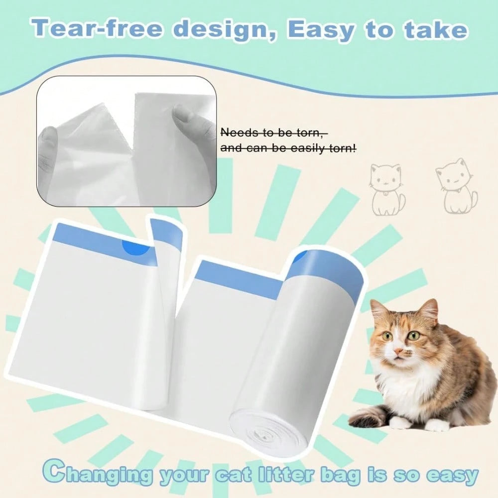 120 Pack Cat Litter Bags With Drawstring, 25x15.7 Inch Compatible With Litter Box Robot 3 And 4, Self Cleaning Cat Litter Box Liners For 10-12 Gallon Boxes