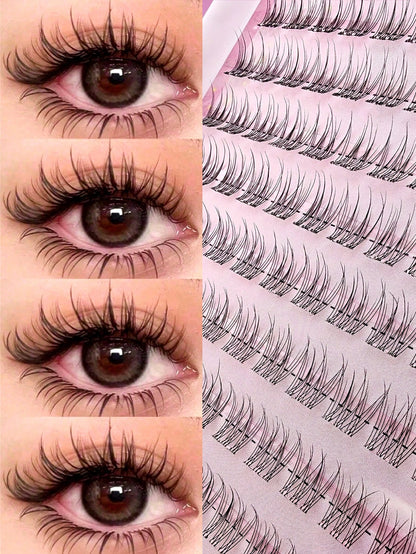 120pcs Self-Adhesive False Eyelash Clusters, 11-13mm Mixed Length Fluffy Single False Eyelashes, Self-Adhesive DIY False Eyelash Extensions, Eyelash Clusters, Pre-Glued Natural Long C-Curl Eyelash Clu