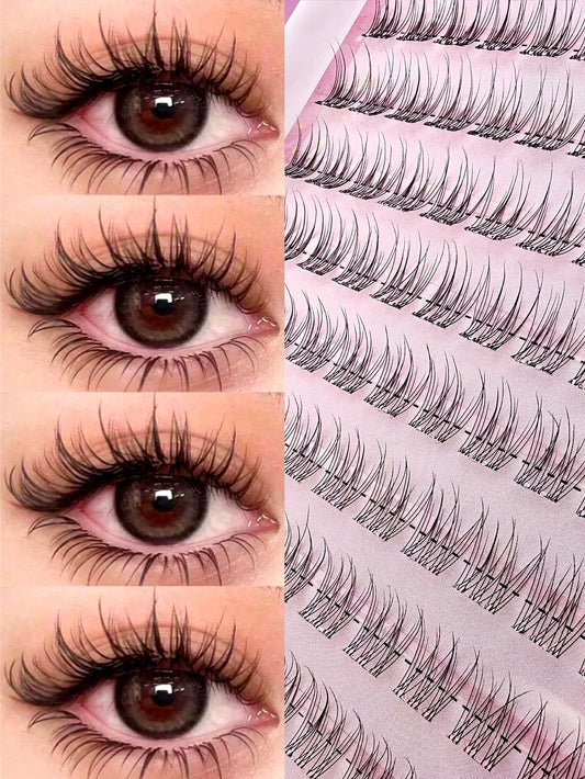 120pcs Self-Adhesive False Eyelash Clusters, 11-13mm Mixed Length Fluffy Single False Eyelashes, Self-Adhesive DIY False Eyelash Extensions, Eyelash Clusters, Pre-Glued Natural Long C-Curl Eyelash Clu