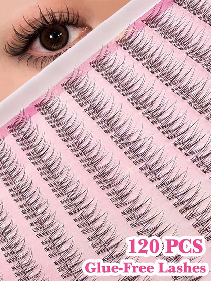 120pcs Self-Adhesive False Eyelash Clusters, 11-13mm Mixed Length Fluffy Single False Eyelashes, Self-Adhesive DIY False Eyelash Extensions, Eyelash Clusters, Pre-Glued Natural Long C-Curl Eyelash Clu