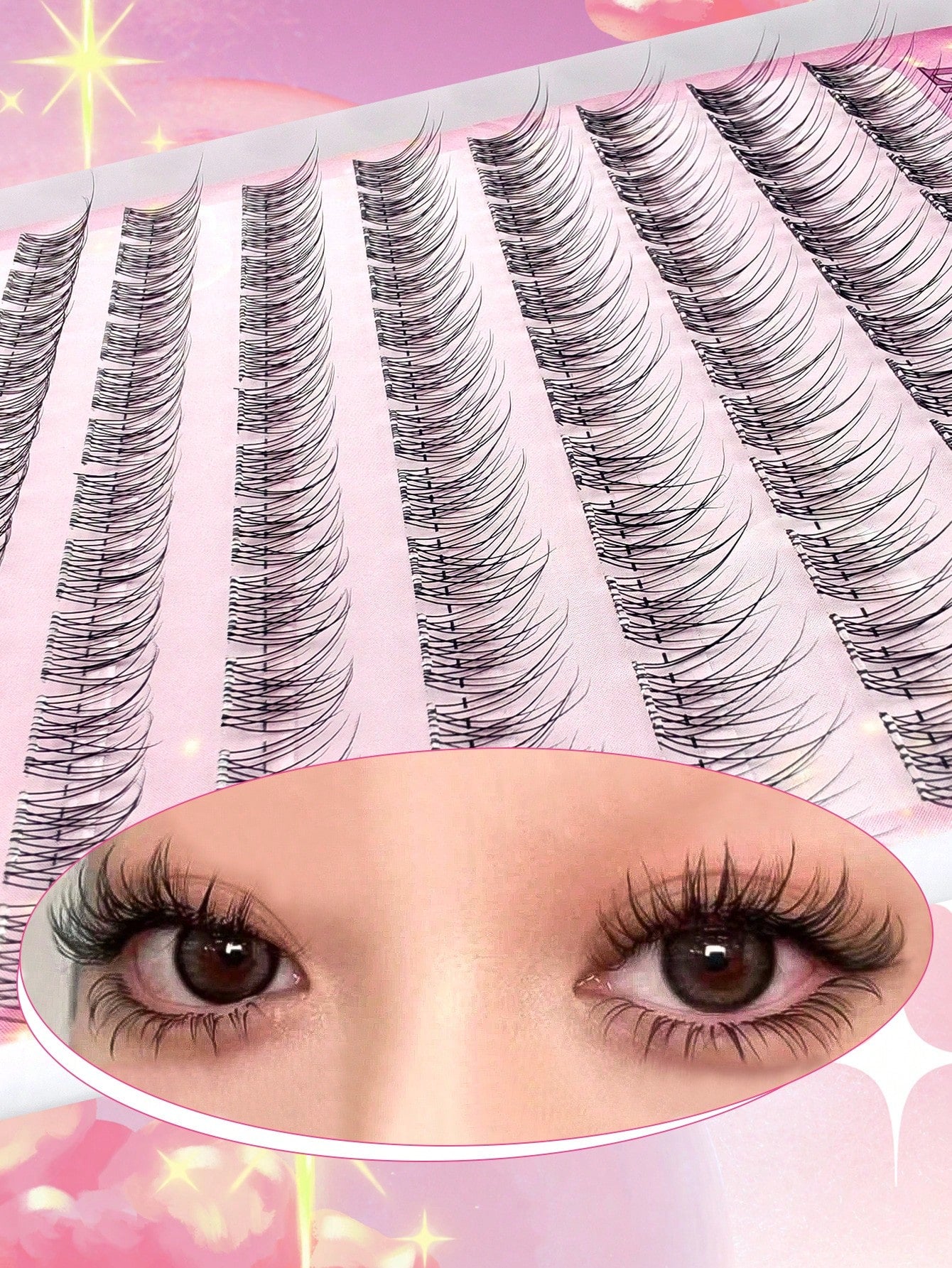 120pcs Self-Adhesive False Eyelash Clusters, 11-13mm Mixed Length Fluffy Single False Eyelashes, Self-Adhesive DIY False Eyelash Extensions, Eyelash Clusters, Pre-Glued Natural Long C-Curl Eyelash Clu
