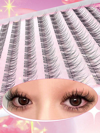 120pcs Self-Adhesive False Eyelash Clusters, 11-13mm Mixed Length Fluffy Single False Eyelashes, Self-Adhesive DIY False Eyelash Extensions, Eyelash Clusters, Pre-Glued Natural Long C-Curl Eyelash Clu