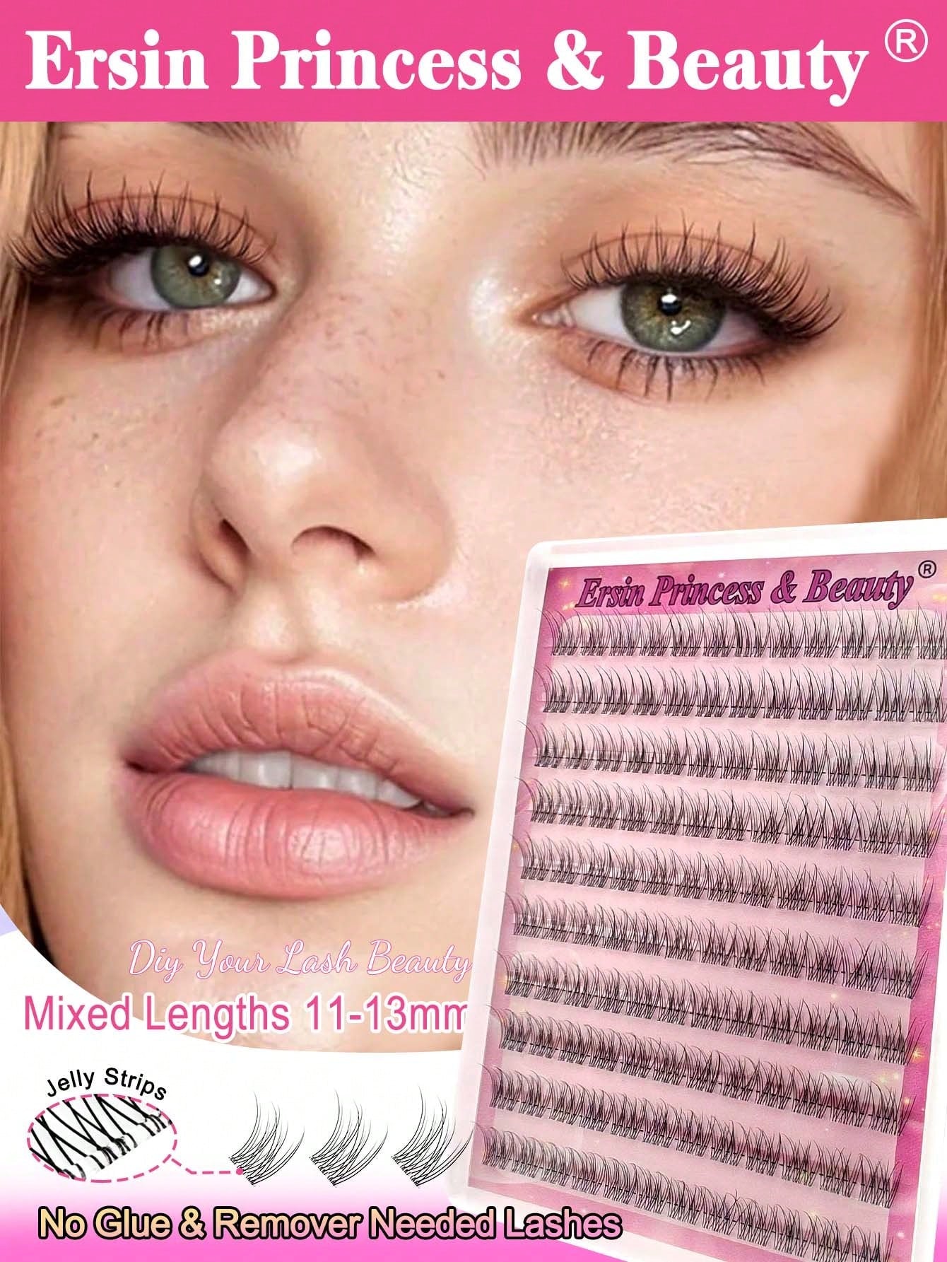 120pcs Self-Adhesive False Eyelash Clusters, 11-13mm Mixed Length Fluffy Single False Eyelashes, Self-Adhesive DIY False Eyelash Extensions, Eyelash Clusters, Pre-Glued Natural Long C-Curl Eyelash Clu