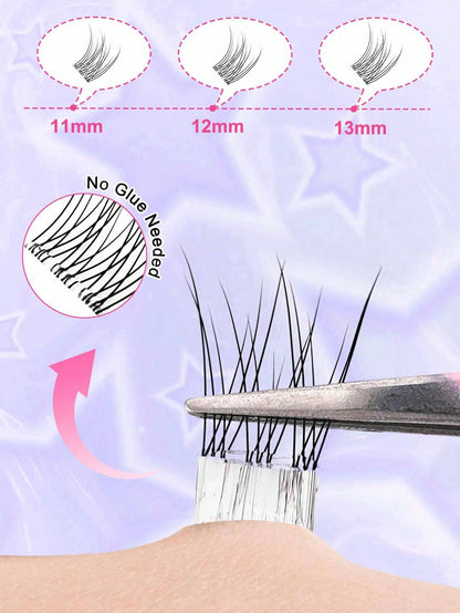 120pcs Self-Adhesive False Eyelash Clusters, 11-13mm Mixed Length Fluffy Single False Eyelashes, Self-Adhesive DIY False Eyelash Extensions, Eyelash Clusters, Pre-Glued Natural Long C-Curl Eyelash Clu