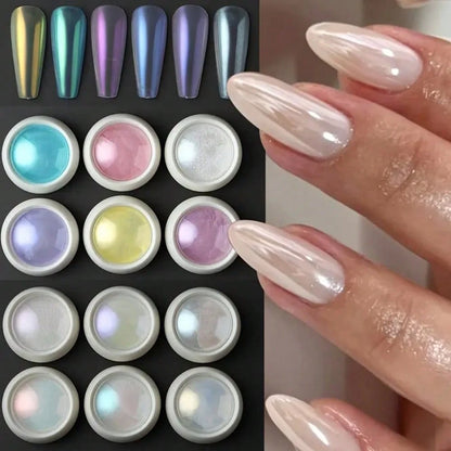 12pcs Aurora Nail Glitter Powder Set, Purple, Pink, Blue Nail Glitter Powder Nail Art Supplies