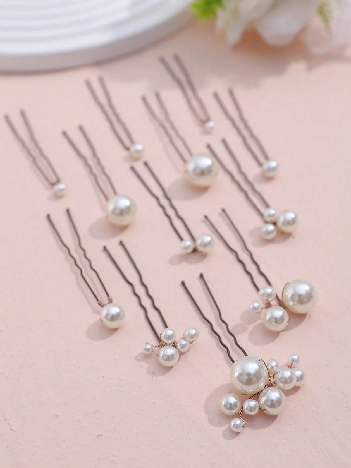 12pcs Faux Pearl Decor Hair Clips, Versatile Hair Accessories Suitable For Bride, Daily Wear & Wedding Valentine's Day Accessories