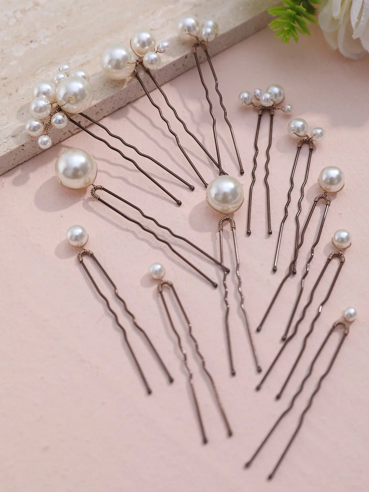 12pcs Faux Pearl Decor Hair Clips, Versatile Hair Accessories Suitable For Bride, Daily Wear & Wedding Valentine's Day Accessories