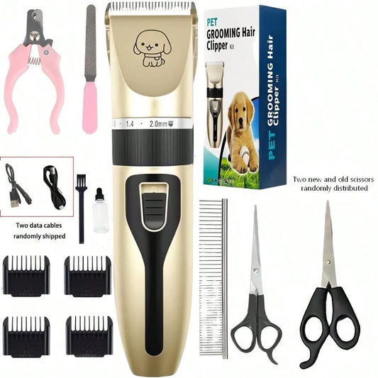 12pcs Pet Shaver Kit, Professional Electric Pet Grooming Clippers, Rechargeable Cordless Low Noise Trimmer For Dogs, Cats, Suitable For Various Pet Hair Lengths, Professional Pet Grooming Salon Use