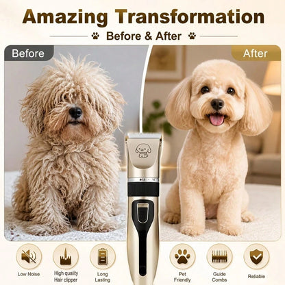 12pcs Pet Shaver Kit, Professional Electric Pet Grooming Clippers, Rechargeable Cordless Low Noise Trimmer For Dogs, Cats, Suitable For Various Pet Hair Lengths, Professional Pet Grooming Salon Use