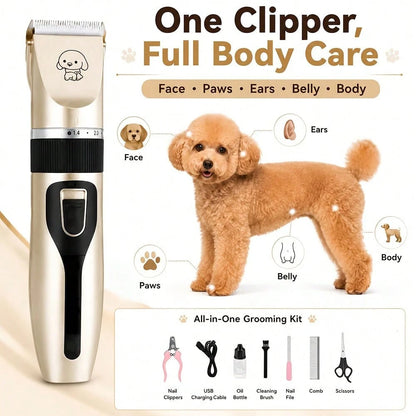 12pcs Pet Shaver Kit, Professional Electric Pet Grooming Clippers, Rechargeable Cordless Low Noise Trimmer For Dogs, Cats, Suitable For Various Pet Hair Lengths, Professional Pet Grooming Salon Use